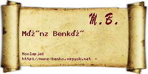 Münz Benkő névjegykártya